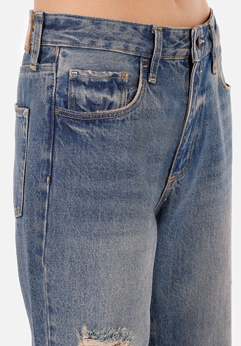 Afișați detalii pentru Pantaloni De Dama Albastru Boyfriend Fit 893 Julia Cl1072827