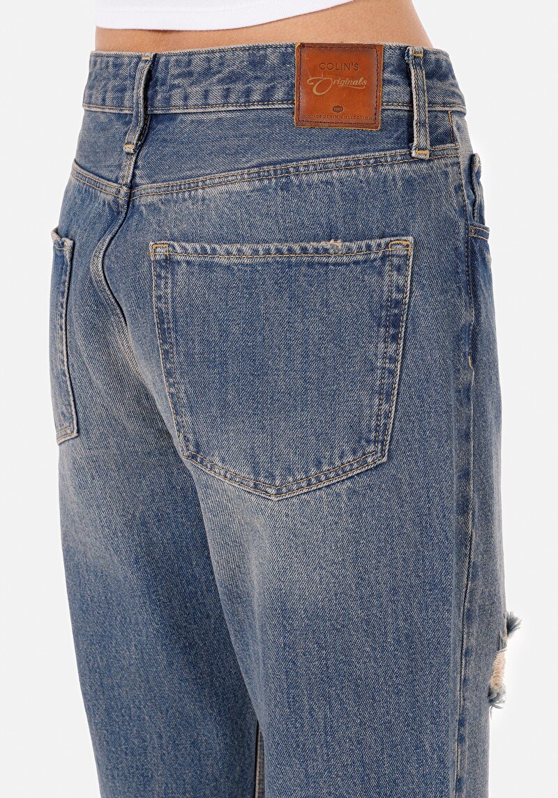 Afișați detalii pentru Pantaloni De Dama Albastru Boyfriend Fit 893 Julia Cl1072827