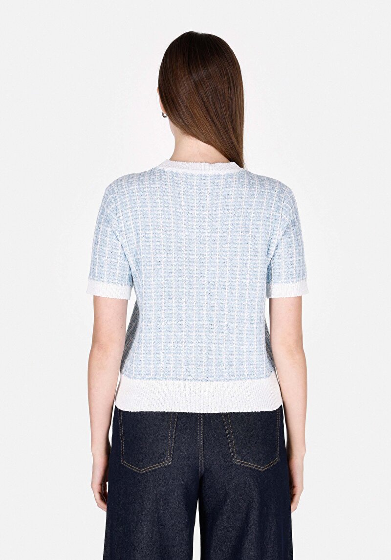 Imagine a Pulover Cu Mâneci Scurte De Dama Albastru Regular Fit Cl1073133