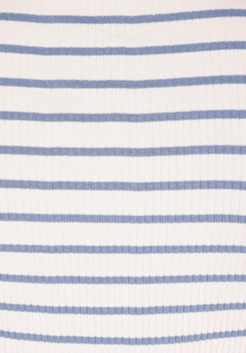 Afișați detalii pentru Slim Fit Polo Collar Striped Tricou Albastru Cu Mânecă Scurtă Pentru Femei