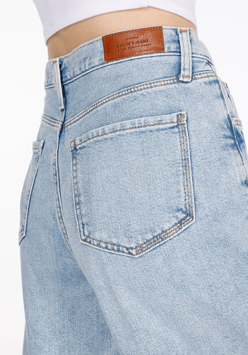 Afișați detalii pentru Balloon Fit Talie Ascendentă Shrinking Leg Blugi Din Denim Pentru Femei