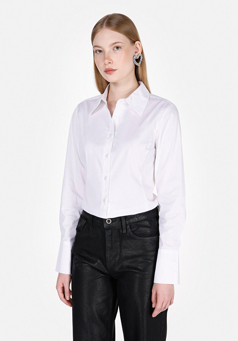 Imagine a Camasa Cu Maneca Lunga De Dama Alb Slim Fit Cl1073416