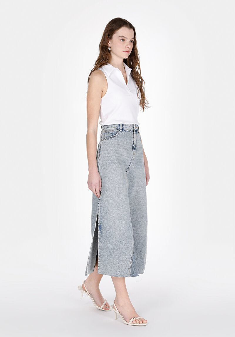 Afișați detalii pentru Slim Fit Drept Fermoar Fustă Albastră Pentru Femei