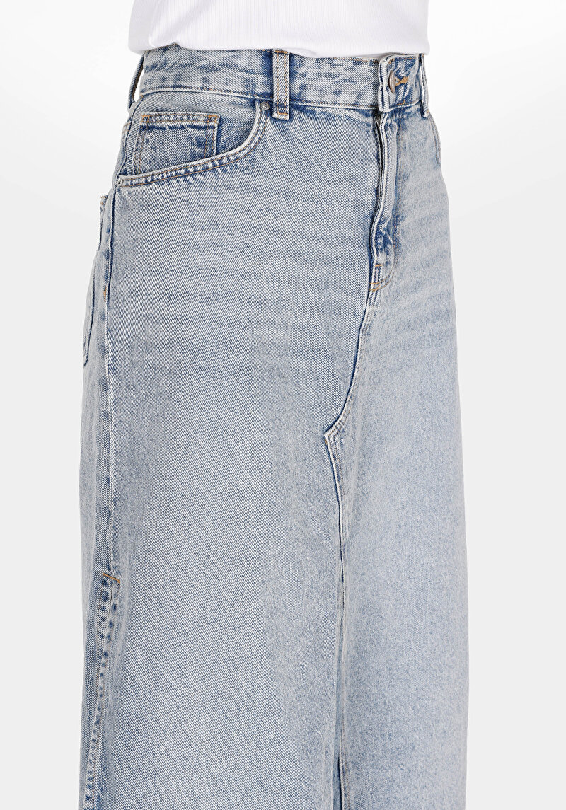 Afișați detalii pentru Slim Fit Drept Fermoar Fustă Albastră Pentru Femei