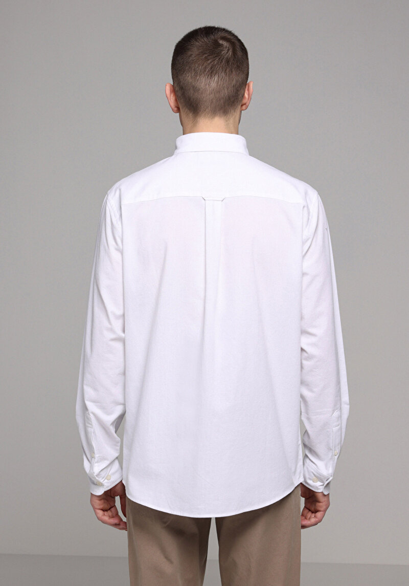 Imagine a Camasa Cu Maneca Lunga De Barbati Alb Regular Fit Cl1073845