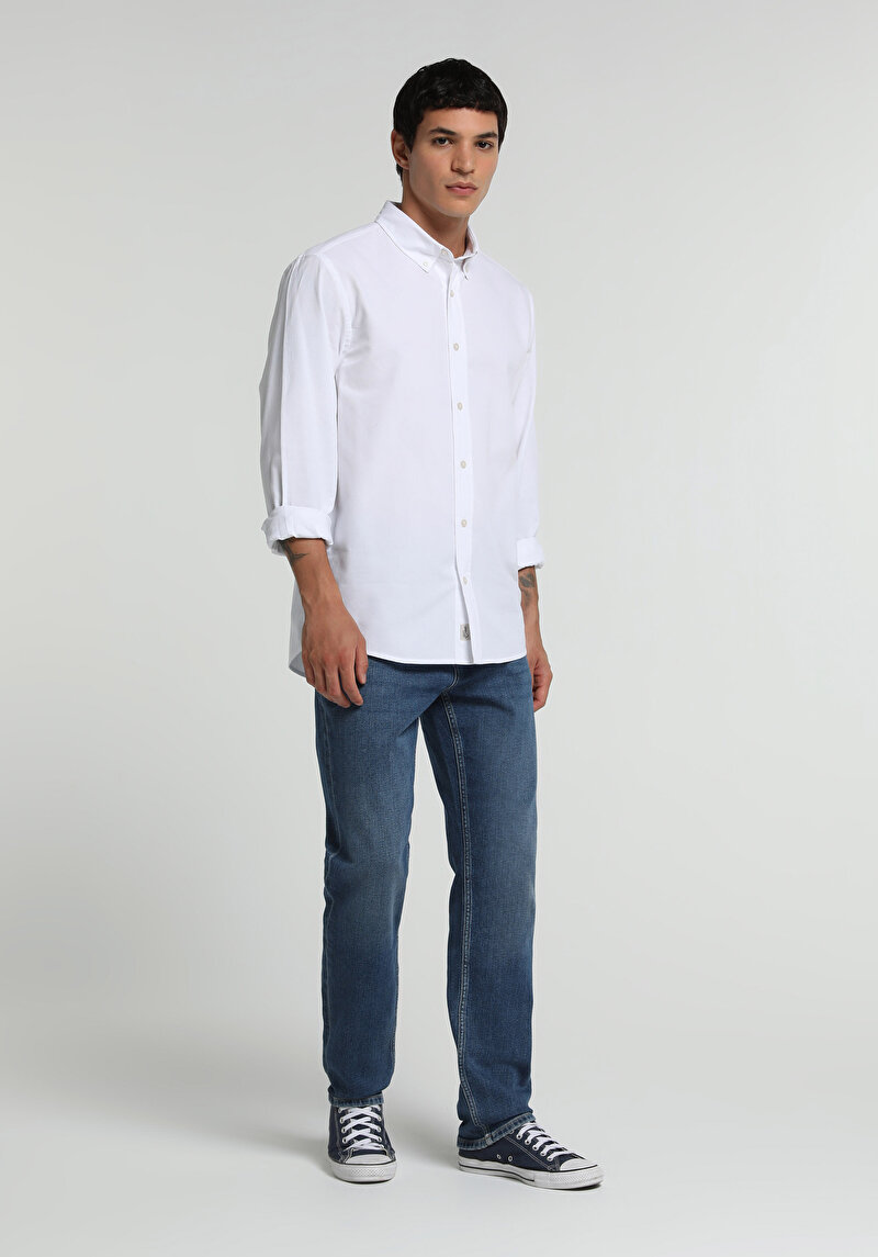 Imagine a Camasa Cu Maneca Lunga De Barbati Alb Regular Fit Cl1073845