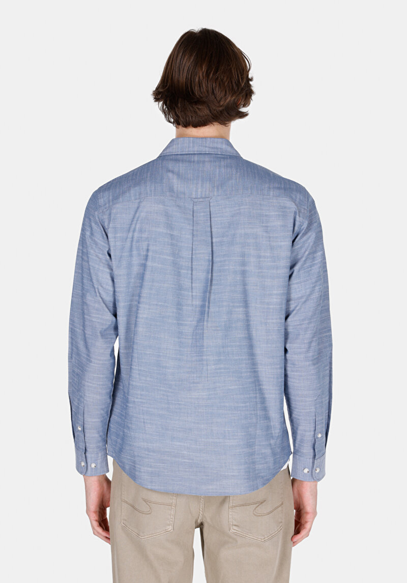 Imagine a Camasa Cu Maneca Lunga De Barbati Albastru Regular Fit Cl1073846