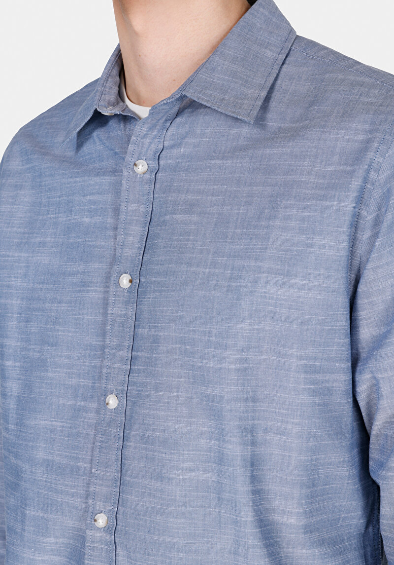 Afișați detalii pentru Camasa Cu Maneca Lunga De Barbati Albastru Regular Fit  Cl1073846