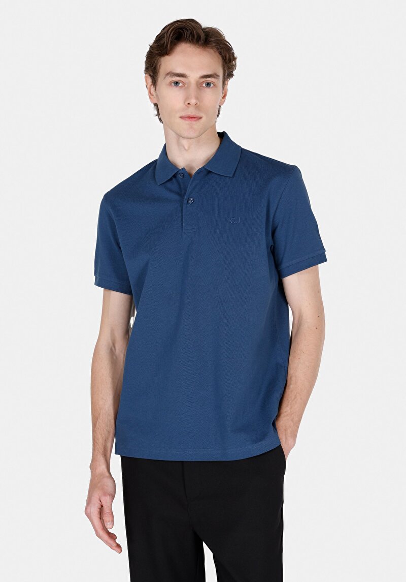 Imagine a Tricou Polo Cu Maneca Scurta De Barbati Albastru Regular Fit Cl1073960