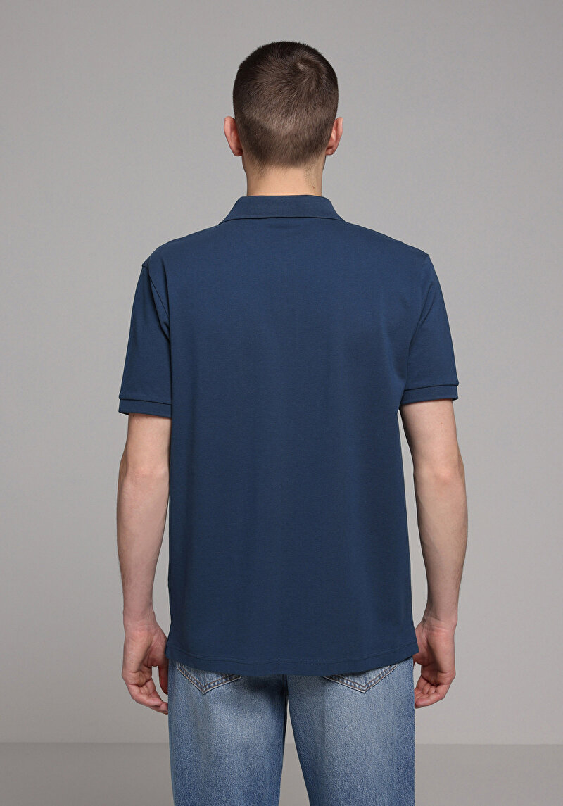 Imagine a Tricou Polo Cu Maneca Scurta De Barbati Albastru Regular Fit Cl1073960