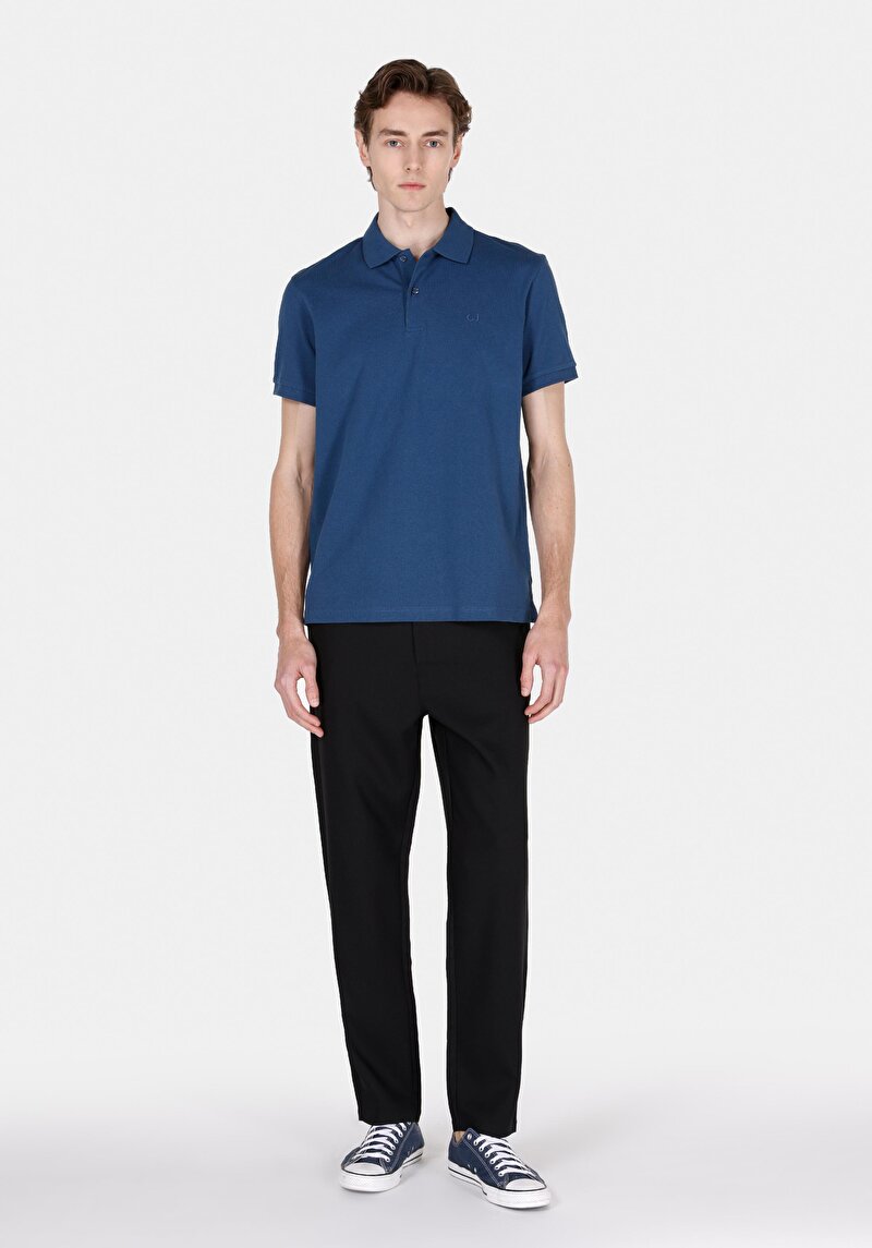 Afișați detalii pentru Tricou Polo Cu Maneca Scurta De Barbati Albastru Regular Fit  Cl1073960