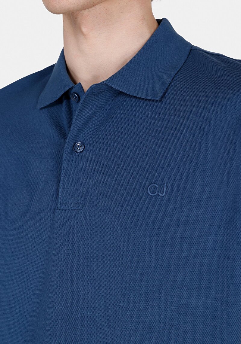 Afișați detalii pentru Tricou Polo Cu Maneca Scurta De Barbati Albastru Regular Fit  Cl1073960