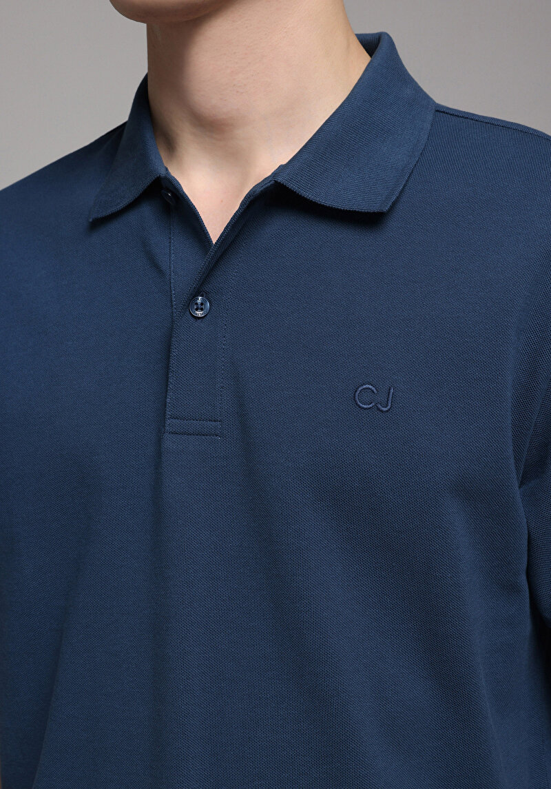 Imagine a Tricou Polo Cu Maneca Scurta De Barbati Albastru Regular Fit Cl1073960