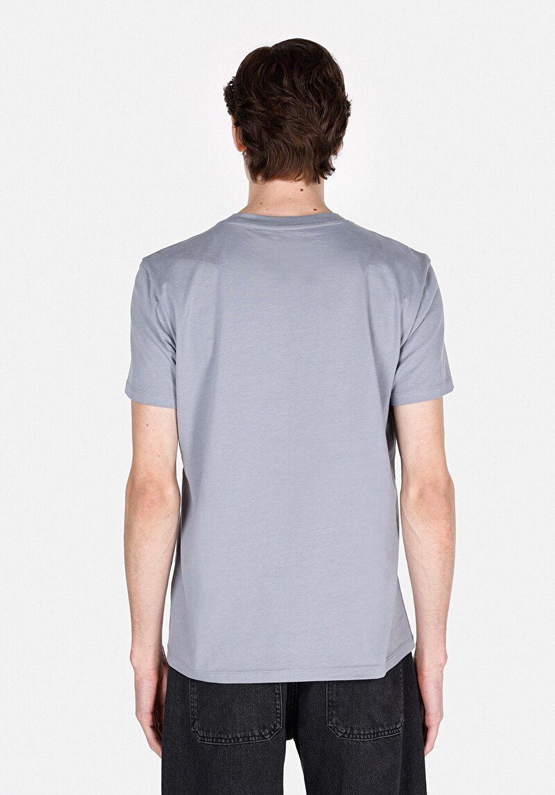 Imagine a Regular Fit Round Neck Drept Bărbați Albastru Tricou Cu Mânecă Scurtă