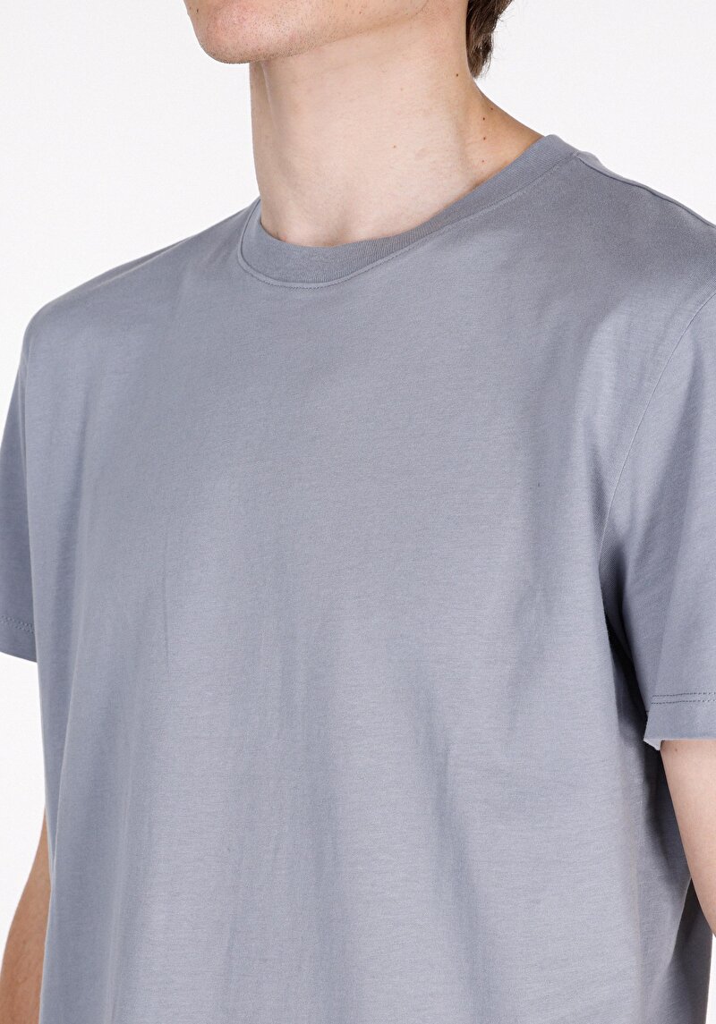 Imagine a Regular Fit Round Neck Drept Bărbați Albastru Tricou Cu Mânecă Scurtă