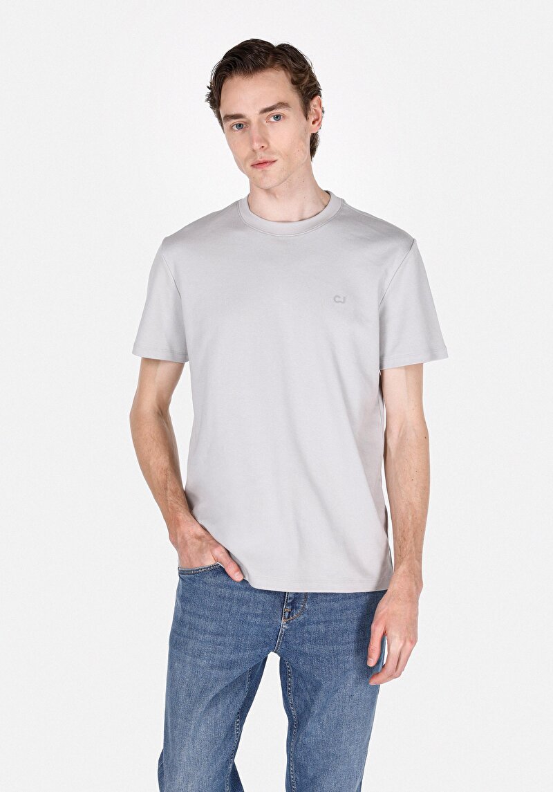 Imagine a Regular Fit Round Neck Drept Bărbați Gri Tricou Cu Mânecă Scurtă