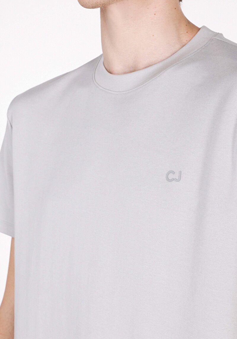 Imagine a Regular Fit Round Neck Drept Bărbați Gri Tricou Cu Mânecă Scurtă