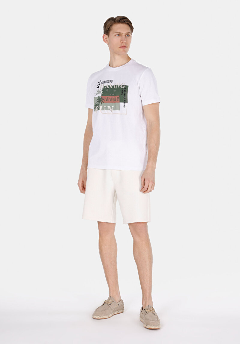 Imagine a Tricou Cu Maneca Scurta De Barbati Alb Regular Fit Cl1073321