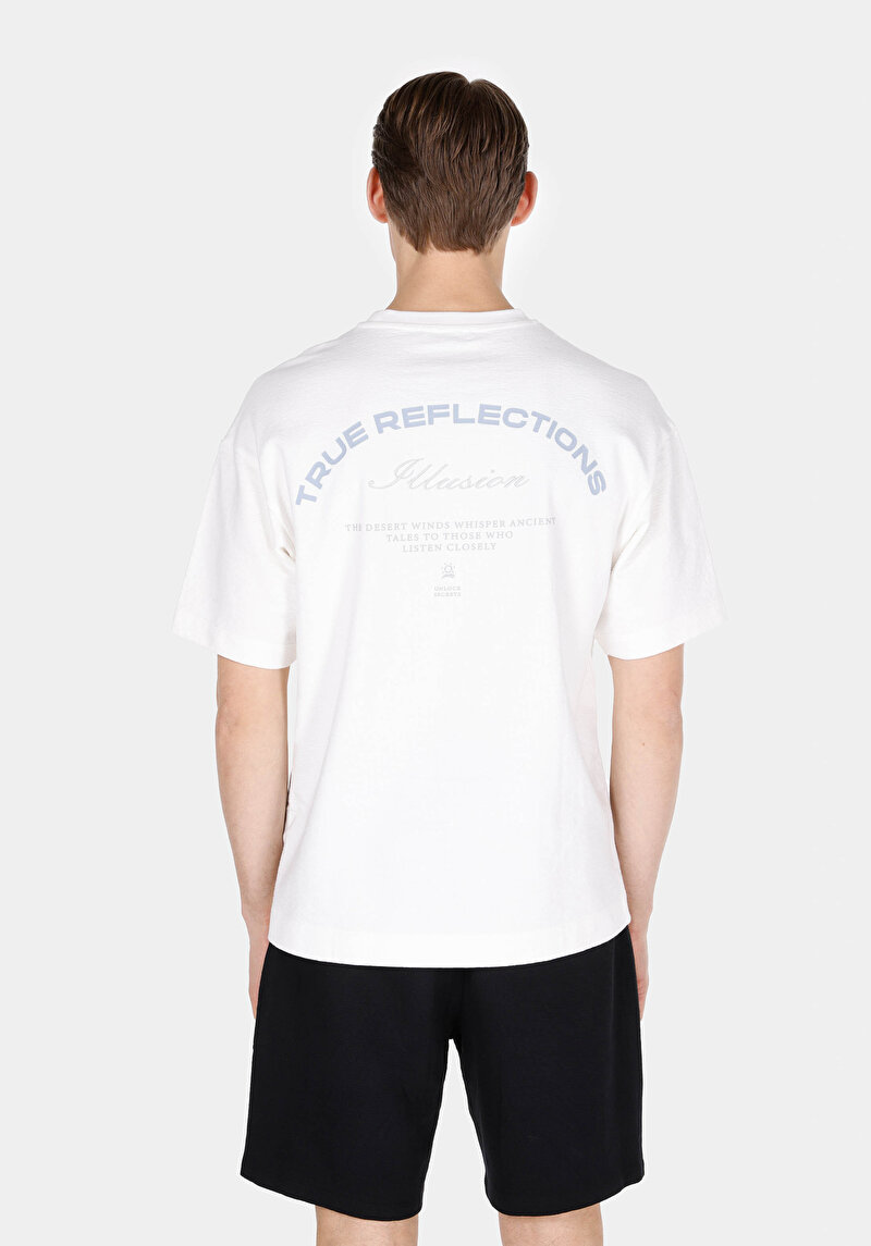 Imagine a Comfort Fit Round Neck Drept Bărbați Alb Short Tricou Cu Mânecă Scurtă