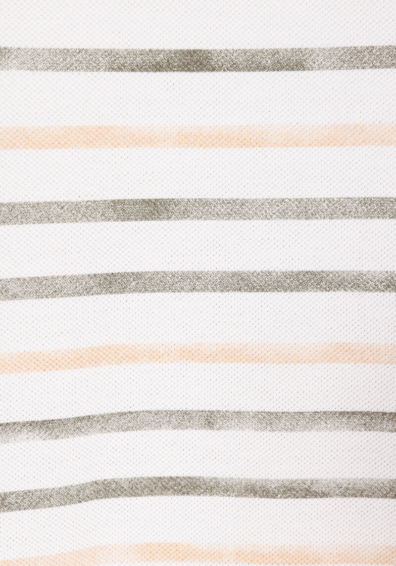 Imagine a Regular Fit Round Neck Striped Bărbați Alb Tricou Cu Mânecă Scurtă