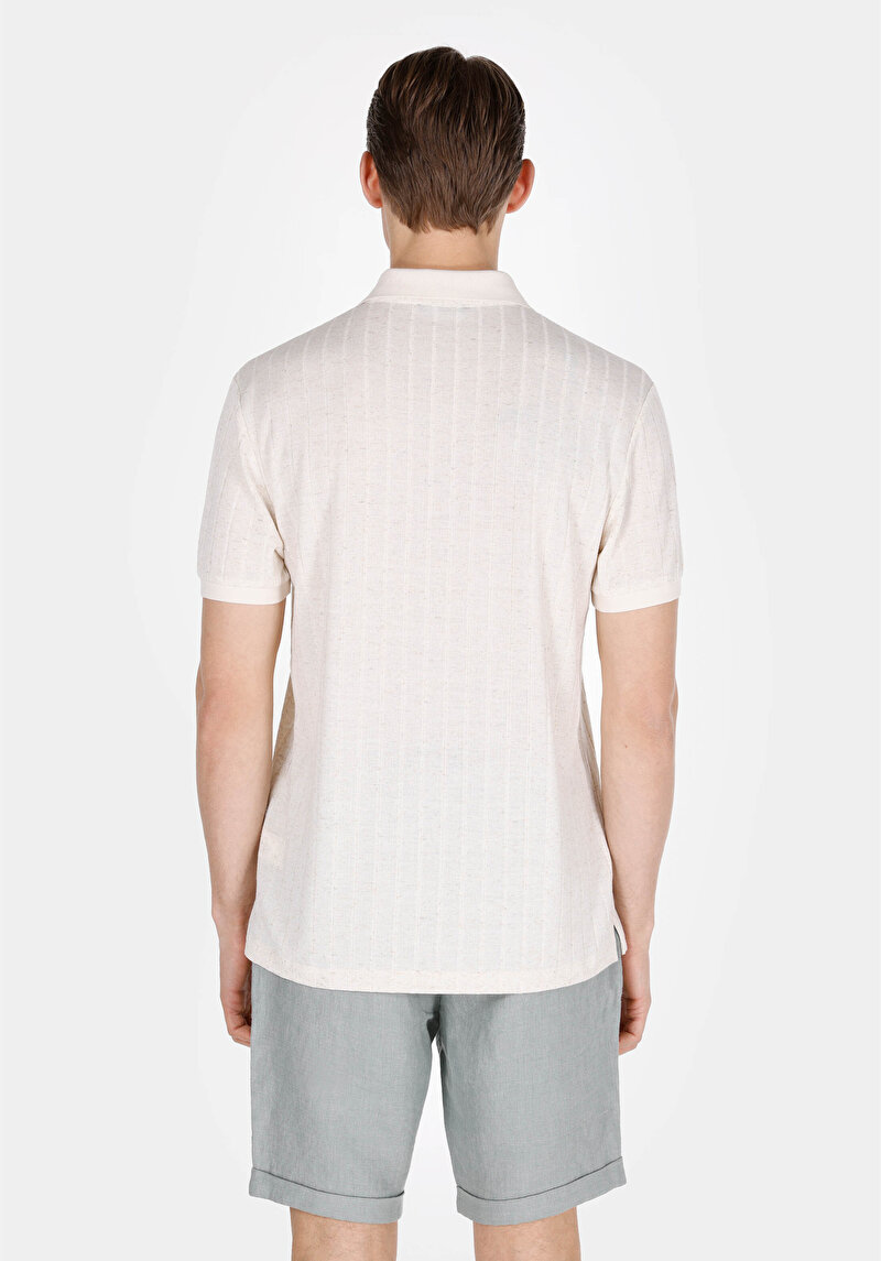 Imagine a Regular Fit Polo Neck Drept Bărbați Bej Tricou Cu Manșon Scurt