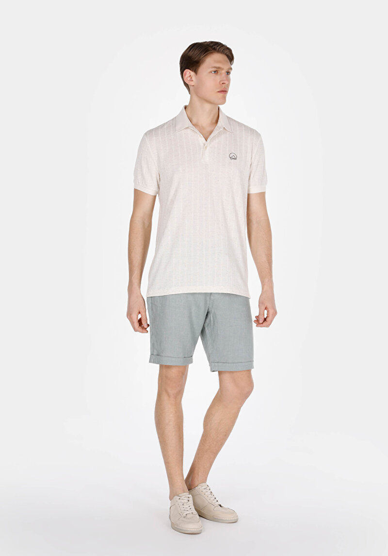 Imagine a Regular Fit Polo Neck Drept Bărbați Bej Tricou Cu Manșon Scurt