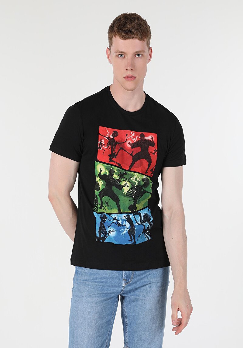 Afișați detalii pentru Tricou Cu Maneca Scurta De Barbati Negru Regular Fit  Cl1058876