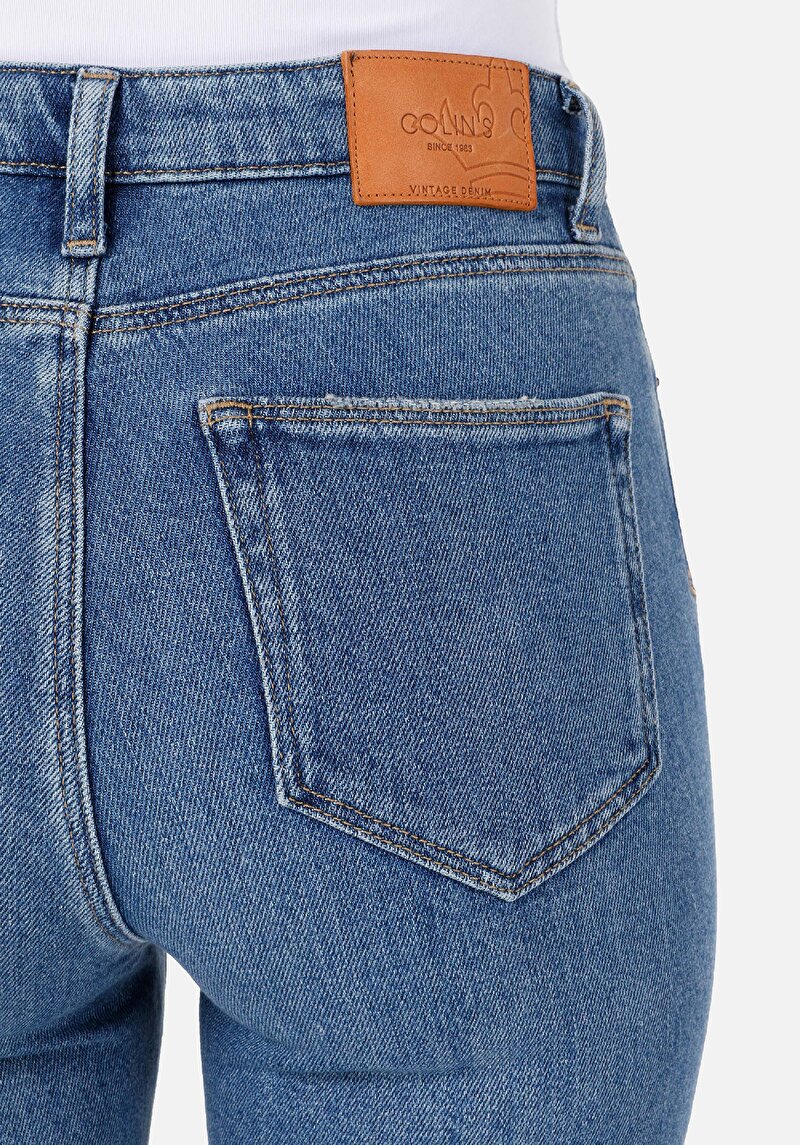 Afișați detalii pentru Pantaloni De Dama Albastru Slim Fit 703 Carla Cl1068679