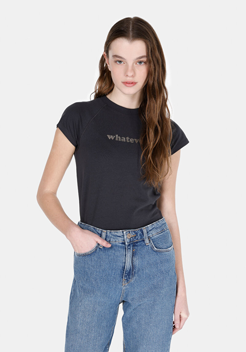 Imagine a Tricou Cu Maneca Scurta De Dama Antracit Slim Fit  Cl1073538