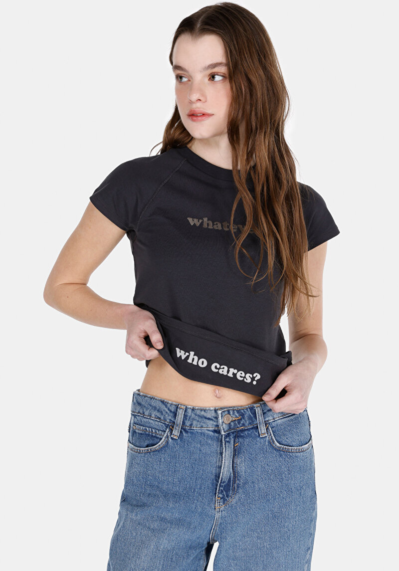 Imagine a Tricou Cu Maneca Scurta De Dama Antracit Slim Fit Cl1073538