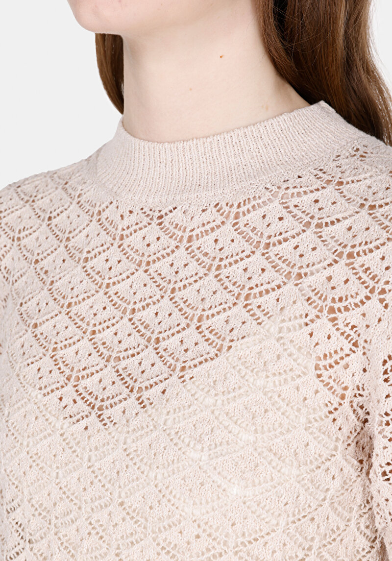 Imagine a Pulover Cu Mâneci Scurte De Dama Bej Slim Fit Cl1074415