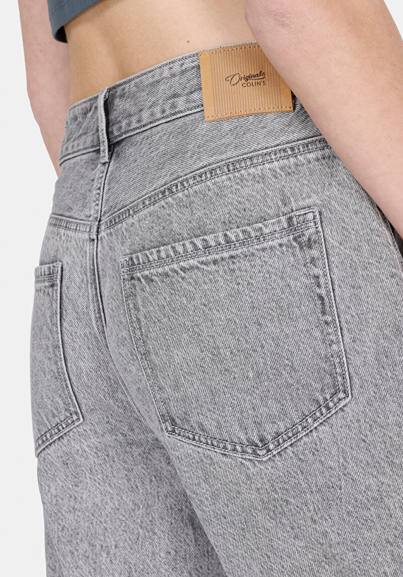 Afișați detalii pentru Barrel Fit Mid Waist Slim Leg Blugi İndigo Închis Pentru Femei