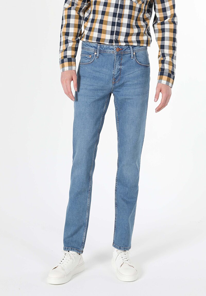 Afișați detalii pentru Pantaloni De Barbati Albastru Regular Fit 045 David Cl1059221