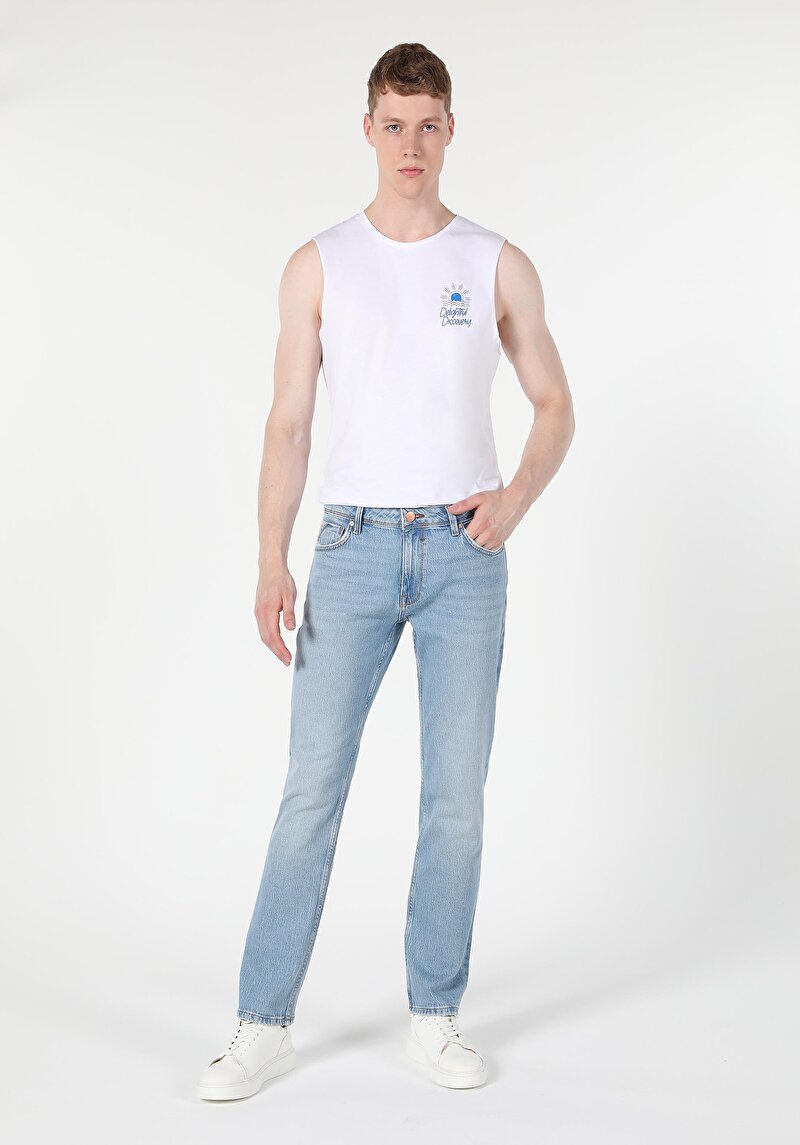 Imagine a Pantaloni De Barbati Albastru Deschis Regular Fit 045 David Cl1059226