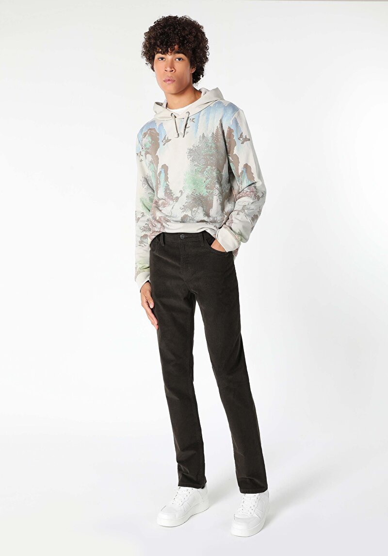 Imagine a Pantaloni De Barbati Kaki Straight Fit Cl1050234