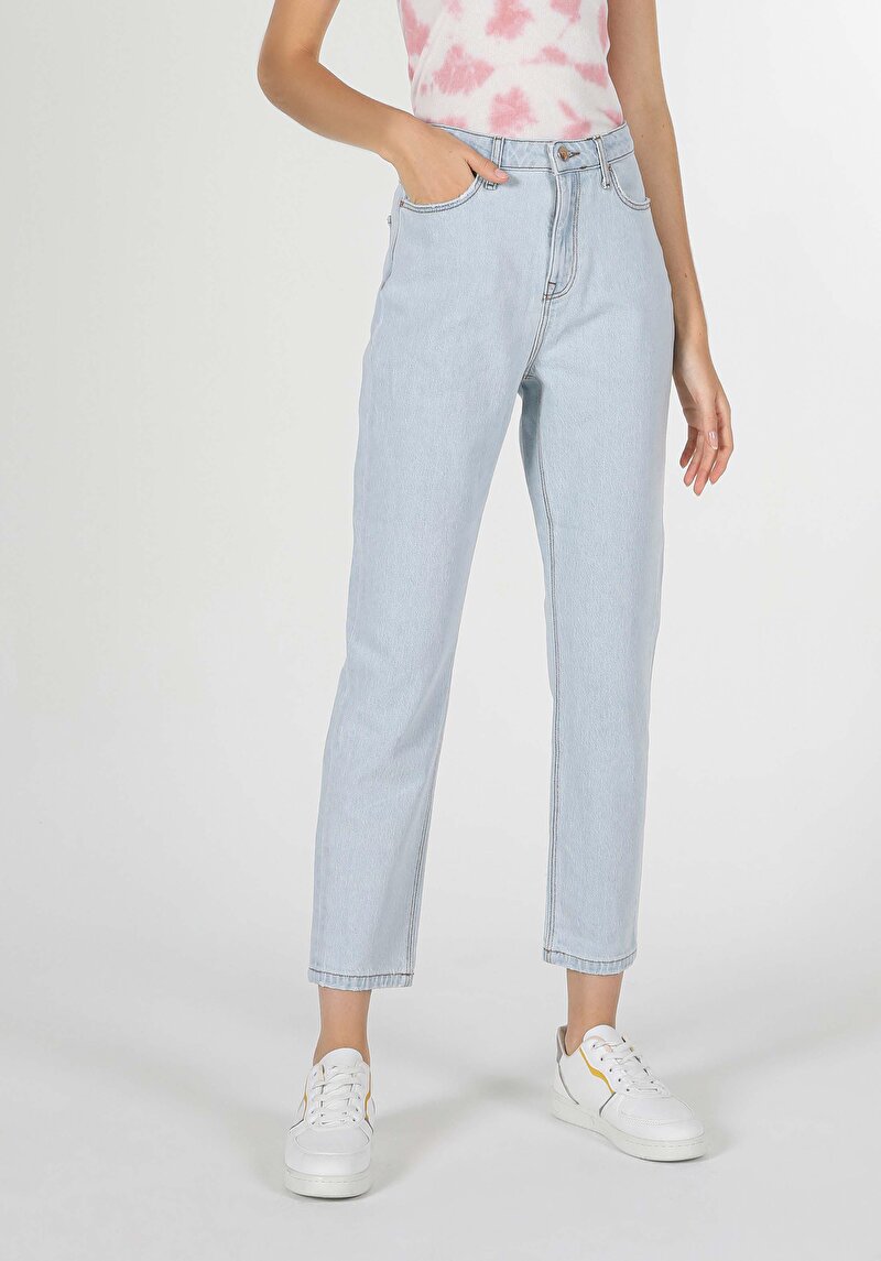 Imagine a Pantaloni De Dama Albastru Mom Fit 896  Maria Cl1059327