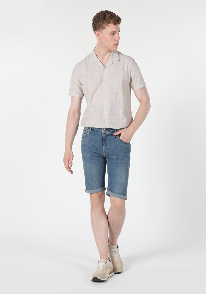 Imagine a Short / Pantaloni Scurti De Barbati Albastru Straight Fit  Cl1059338