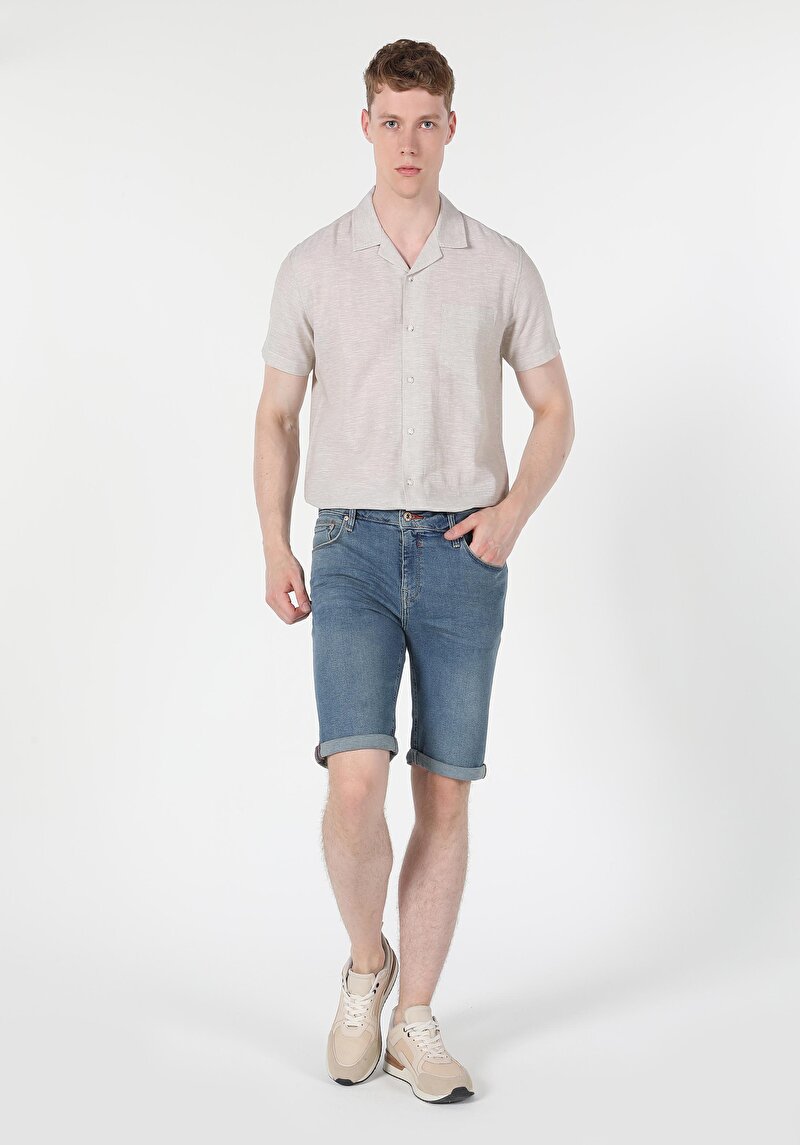 Afișați detalii pentru Short / Pantaloni Scurti De Barbati Albastru Straight Fit  Cl1059338