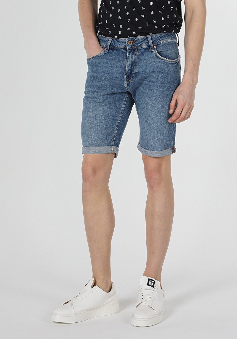 Afișați detalii pentru Short / Pantaloni Scurti De Barbati Albastru Straight Fit  Cl1059338