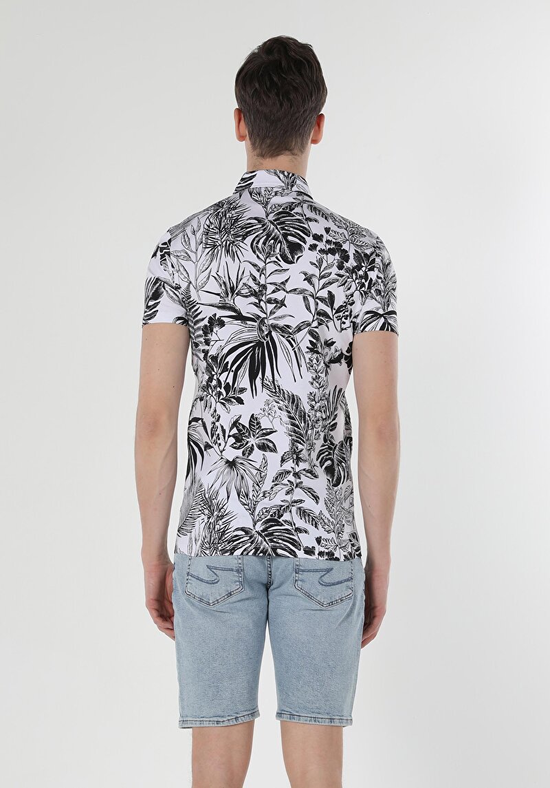 Imagine a Tricou Polo Cu Maneca Scurta De Barbati Alb Slim Fit Cl1059423