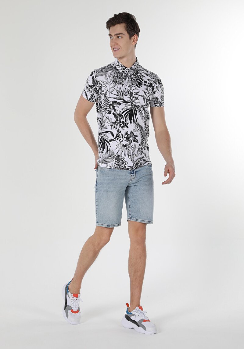 Afișați detalii pentru Tricou Polo Cu Maneca Scurta De Barbati Alb Slim Fit  Cl1059423