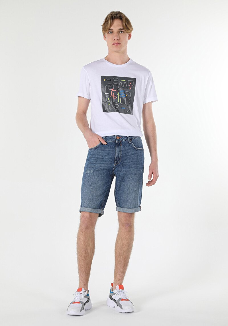 Imagine a Short / Pantaloni Scurti De Barbati Albastru Inchis Regular Fit  Cl1059460