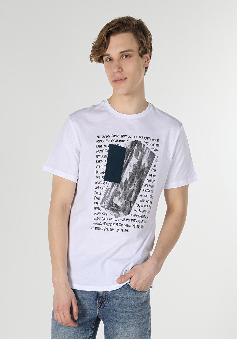 Imagine a Tricou Cu Maneca Scurta De Barbati Alb Regular Fit Cl1059552