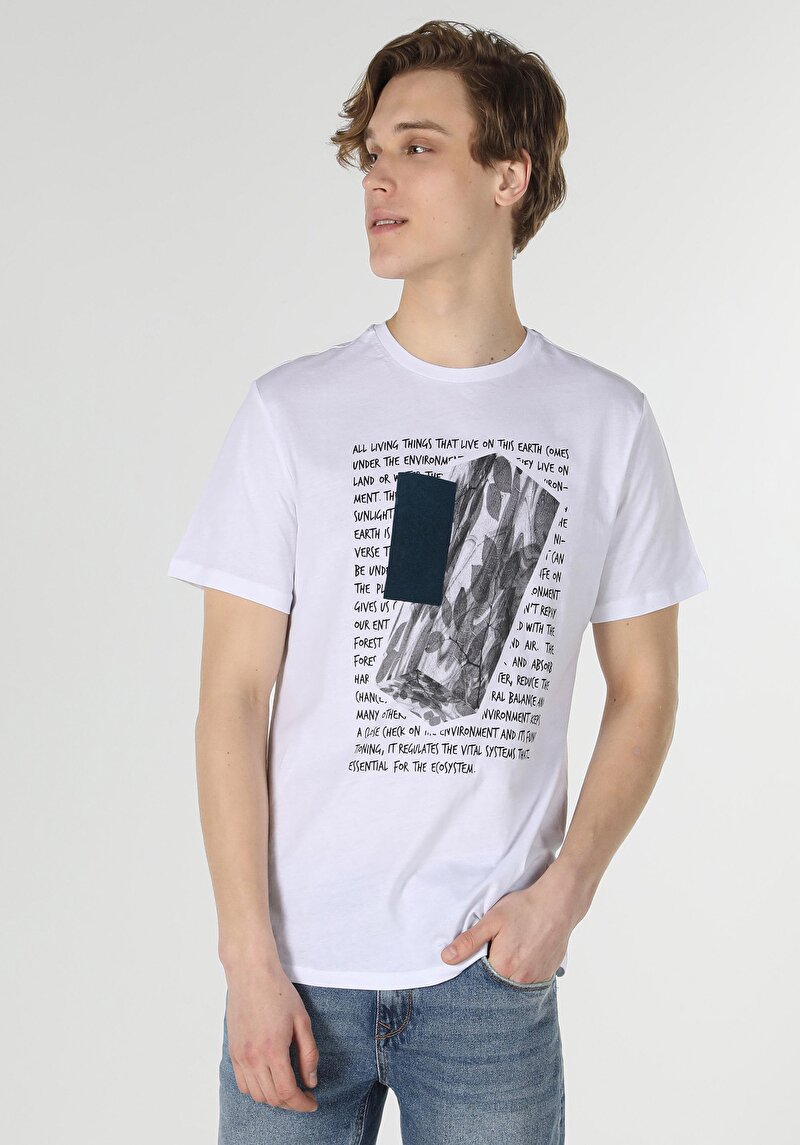 Imagine a Tricou Cu Maneca Scurta De Barbati Alb Regular Fit Cl1059552