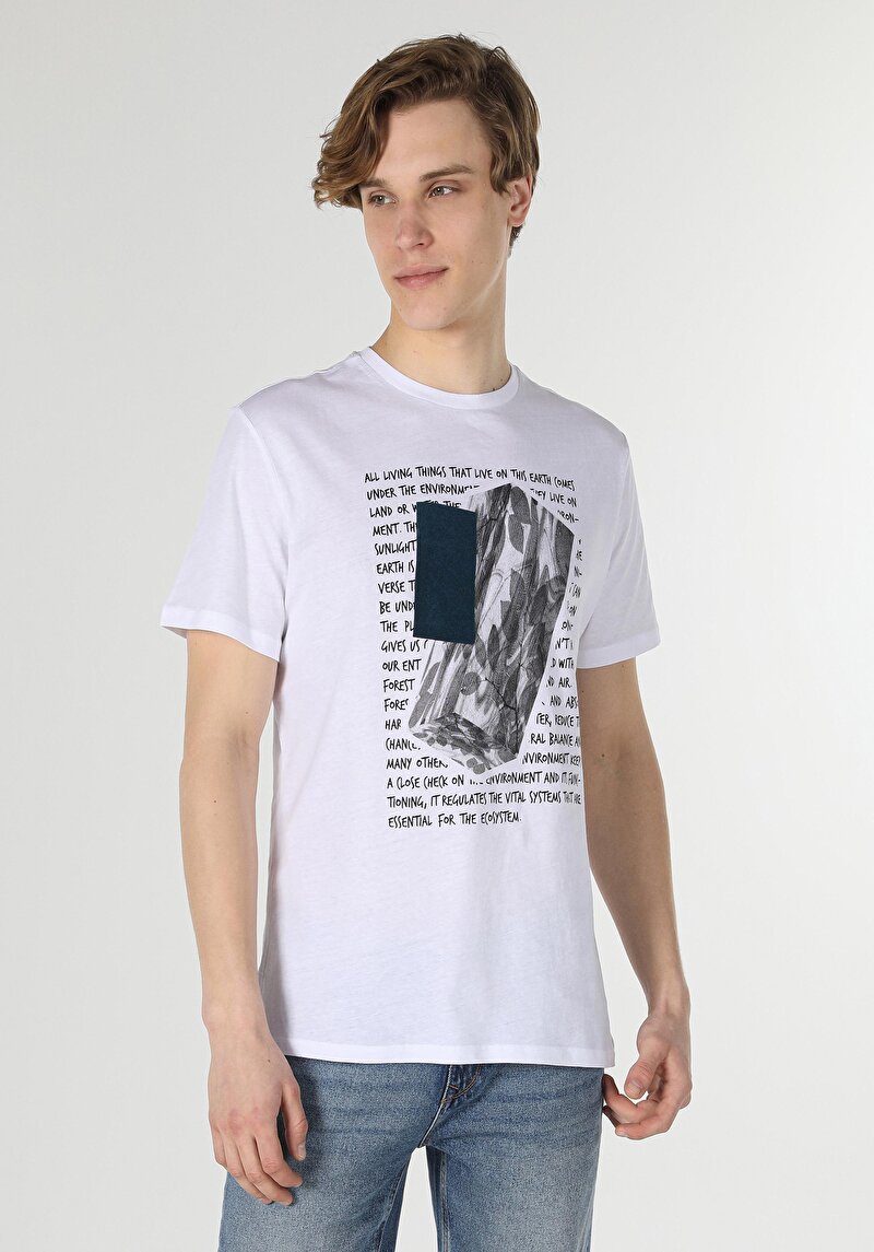 Afișați detalii pentru Tricou Cu Maneca Scurta De Barbati Alb Regular Fit  Cl1059552