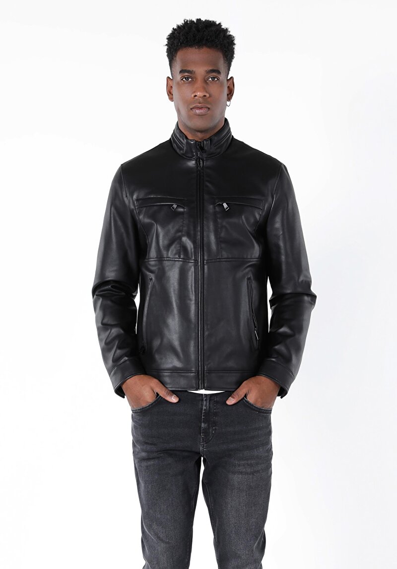 Afișați detalii pentru Jacheta De Barbati Negru Slim Fit  Cl1056687