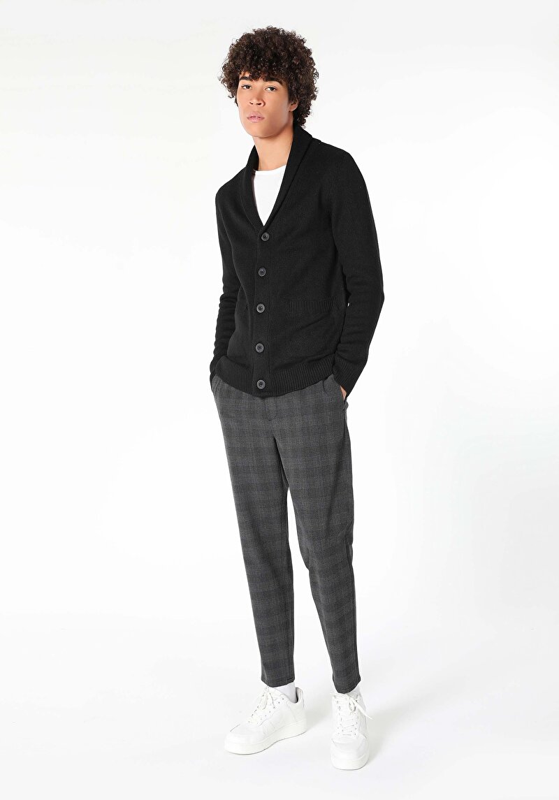 Afișați detalii pentru Cardigan De Barbati Negru Slim Fit  Cl1059692