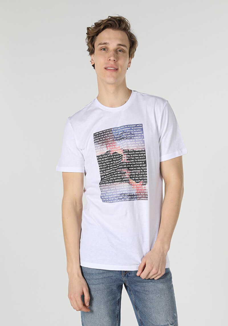 Imagine a Tricou Cu Maneca Scurta De Barbati Alb Regular Fit  Cl1056755