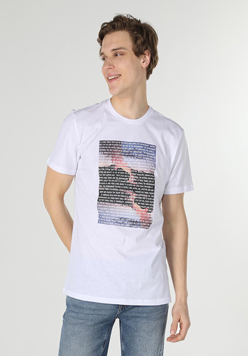 Imagine a Tricou Cu Maneca Scurta De Barbati Alb Regular Fit  Cl1056755