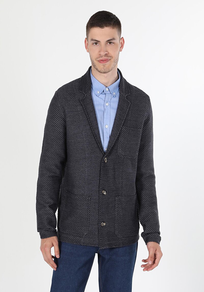 Afișați detalii pentru Cardigan De Barbati Albastru Marin Regular Fit  Cl1059697